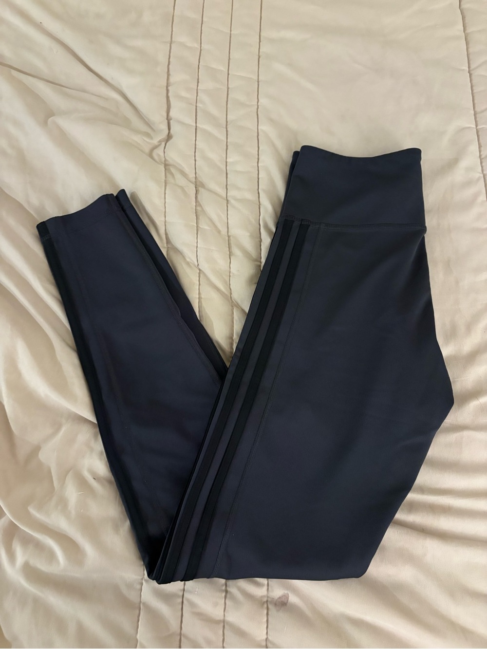 Adidas Women’s Grey with Black Stripes Leggings 28”